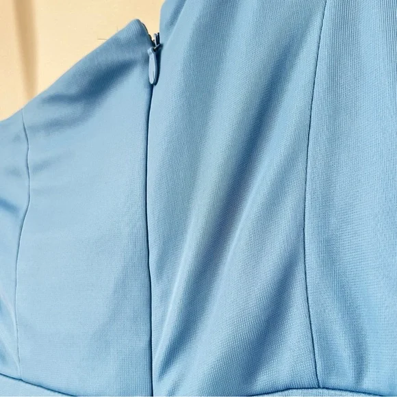 Azazie One-Shoulder Gathered Light Blue Evening Gown SZ 8 - Picture 8 of 15